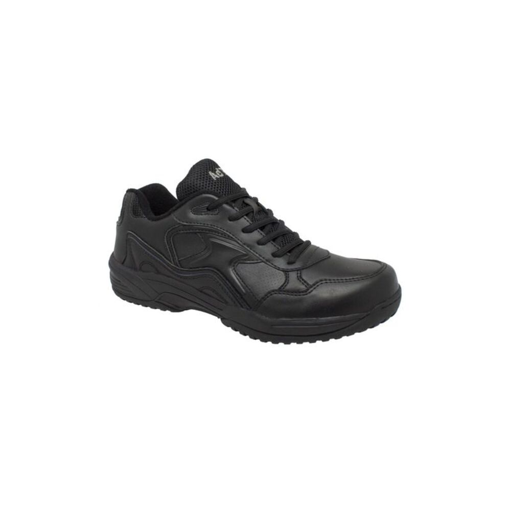 ADTEC Womens Black Round Toe Block Heel Leather Athletic Sneakers Shoes 9.5 M